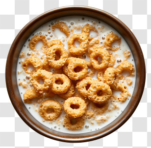 Cereal Bowl - Bowl Of Ring-Shaped Cereal With Milk Transparent PNG