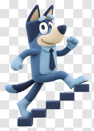Bluey Climbing Stairs - Cartoon Dog Climbing Stairs Transparent PNG