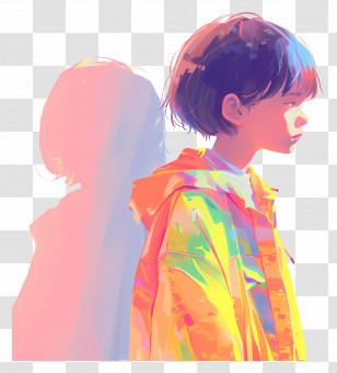Anime Child - Colorful Boy Illustration With Shadow Transparent PNG