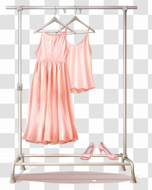 Clothes Rack - Pink Dress And Shoes On Hanger Transparent PNG