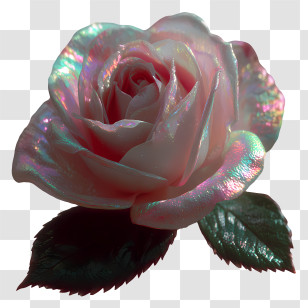Iridescent Floral Art - Iridescent Pink Rose Transparent PNG