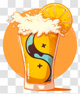 Watercolor Beer - Refreshing Orange Drink With Foam Transparent PNG