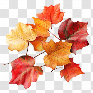September Equinox - Colorful Autumn Leaves Illustration Transparent PNG