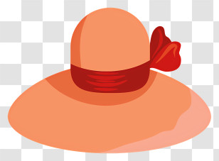 Hat - Elegant Orange Hat With Red Ribbon Transparent PNG