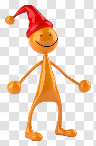 Christmas Stick Figure - Orange Santa Hat Cartoon Character Transparent PNG