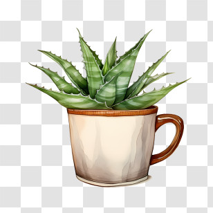 Aloe Vera - Succulent Aloe Vera Plant In A Mug Transparent PNG