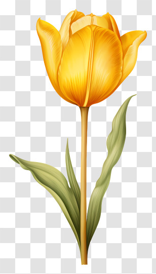 Yellow Tulip - Yellow Tulip Bloom Illustration Transparent PNG