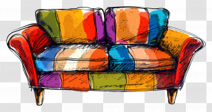 Modern Sofa - Colorful Abstract Sofa Design Transparent PNG