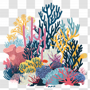 Coral Reefs - Vibrant Coral Reef Illustration Transparent PNG