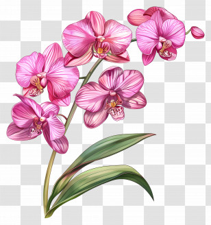 Shenzhen Nongke Orchid - Illustration Of Pink Orchid Flowers In Bloom Transparent PNG