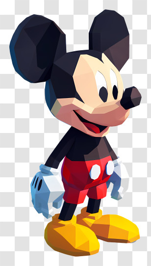 Mickey - Low-Poly Cartoon Mouse Design Transparent PNG