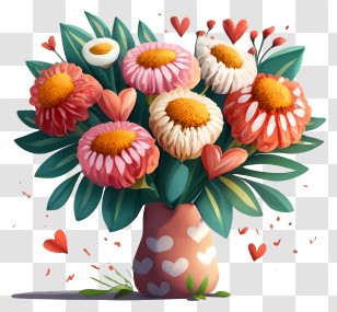 Vase - Colorful Flower Bouquet In Vase Transparent PNG