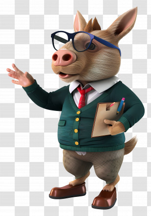 Animal - Teacher Donkey With Clipboard Transparent PNG