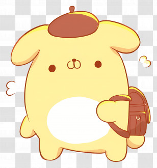 Pompompurin - Yellow Dog With Brown Hat And Backpack Illustration Transparent PNG