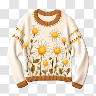 Christmas Sweater - Floral Pattern Knitted Sweater Transparent PNG