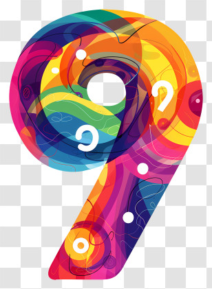 Number 9 - Colorful Abstract Number 9 Transparent PNG
