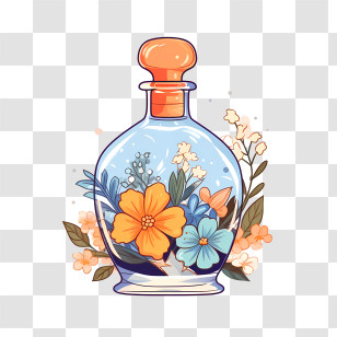 Perfume Bottle - Artistic Floral Glass Bottle Transparent PNG