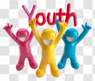 International Youth Day - Youthful Cartoon Figures With Enthusiastic Text Transparent PNG