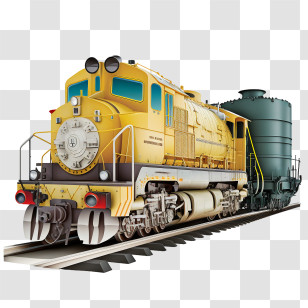 Railway Train
 - Yellow Locomotive On Tracks Transparent PNG