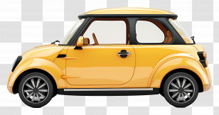 Yellow Car - Cute Yellow Compact Car Transparent PNG