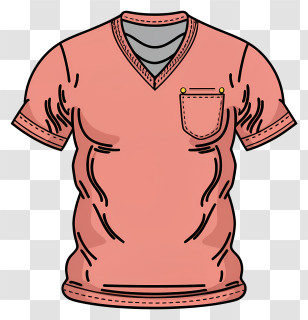 Clothing - Pink T-Shirt With Pocket Transparent PNG