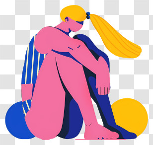 Beach Volleyball - Colorful Abstract Person Illustration Transparent PNG