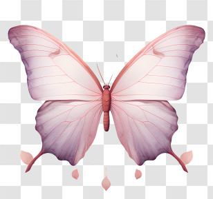 Butterfly - Pink Butterfly Illustration With Delicate Pastel Wings Transparent PNG
