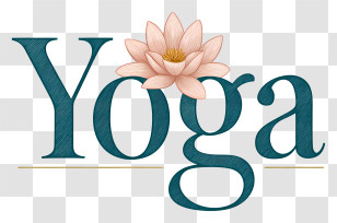 Yoga Logo - Yoga Text With Lotus Flower Transparent PNG