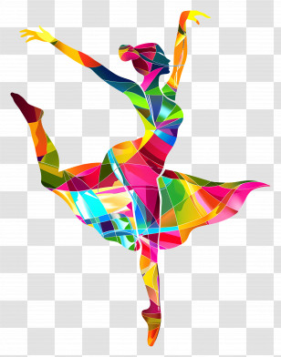 Colorful Dancer Silhouette - Colorful Ballet Dancer Illustration Transparent PNG