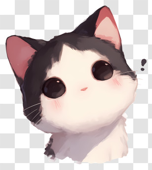 Cute Cat - Black And White Kitten Illustration Transparent PNG