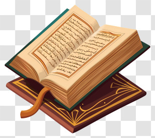 Cartoon Holy Book Of Koran - Open Quran Placed On Ornate Wooden Stand Transparent PNG
