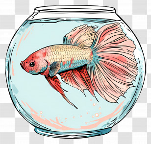 Goldfish In Bowl - Beautiful Goldfish In A Glass Bowl Transparent PNG