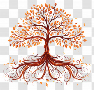 Tree Of Life - Autumn Tree With Roots Illustration Transparent PNG