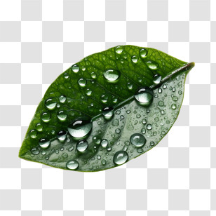 Leaf
 - Green Leaf With Water Droplets Transparent PNG
