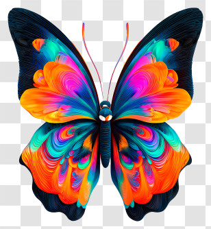 Iridescent Butterfly Wings - Vibrant Rainbow Butterfly Transparent PNG