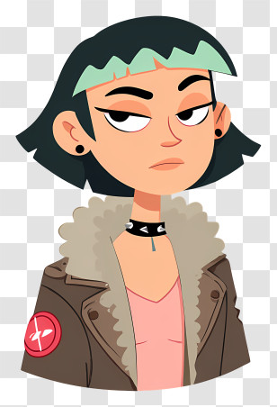 Courtney - Punk Girl Portrait Illustration Transparent PNG