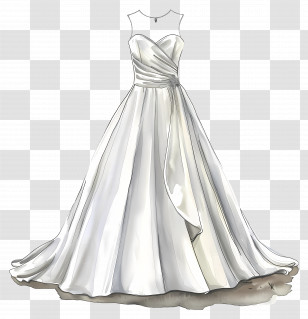 Sweetheart Neckline Wedding Dress - Elegant White Wedding Dress Illustration Transparent PNG