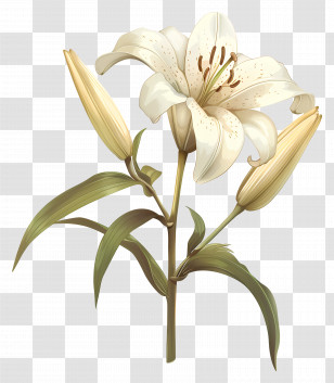 Lily White - White Lily Flower Transparent PNG