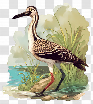 Vintage Bird - Shorebird Illustration By The Water Transparent PNG