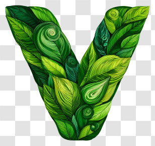 Green Vegetarian Symbol - Green Leafy Letter V Transparent PNG