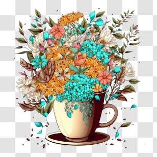Coffee Cup
 - Beautiful Floral Arrangement In A Decorative Cup Transparent PNG