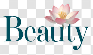 Beauty Logo - Beauty Text With Flower Transparent PNG