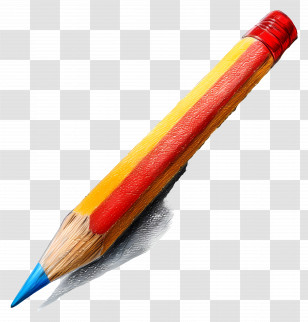Pencil - Bright Yellow And Red Colored Pencil Transparent PNG