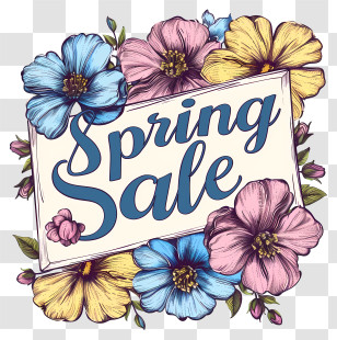 Spring Sale - Spring Sale Banner With Floral Design Transparent PNG