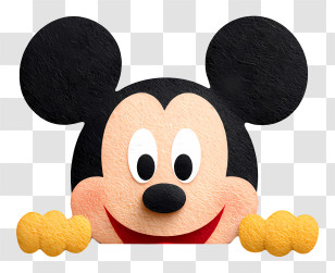 Mickey Mouse Peeking Out - Cheerful Cartoon Mouse Transparent PNG