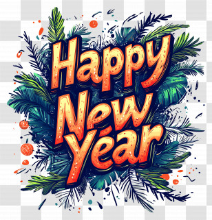 Happy New Year - Happy New Year Festive Greeting Design Transparent PNG