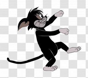 Butch Cat - Surprised Black Cartoon Cat Illustration Transparent PNG