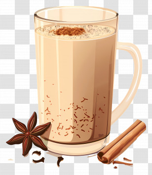 Masala Chai - Glass Of Chai Latte With Cinnamon Transparent PNG