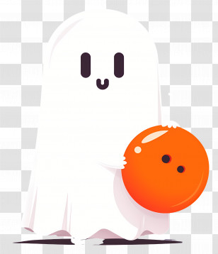 White Ghost - Playful Ghost With Bowling Ball Transparent PNG