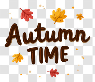 Autumn Logo Word - Autumn Time Text With Leaves Transparent PNG